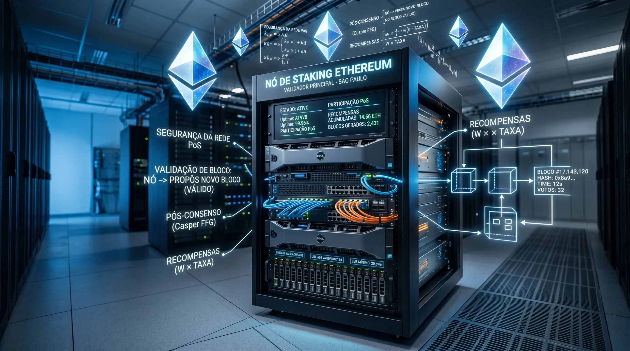 Servidor validador dedicado ao staking de Ethereum e redes Proof of Stake.