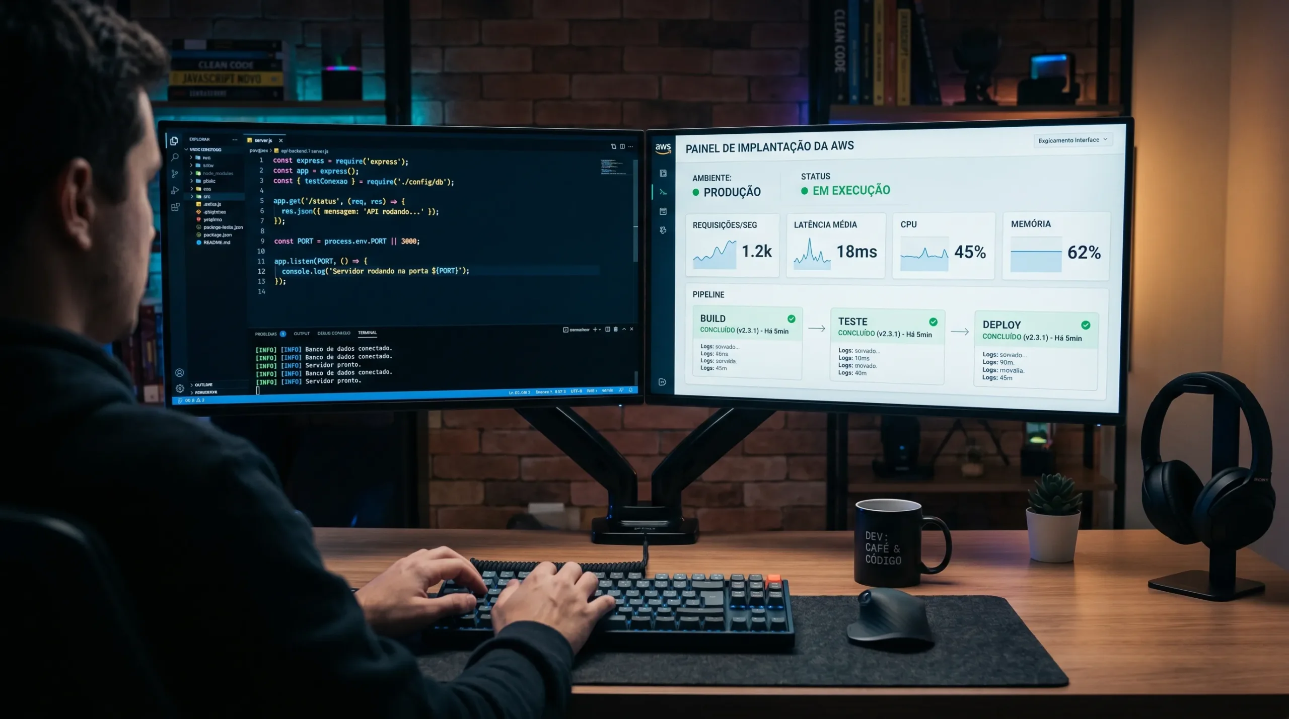 Desenvolvedor Web3 configurando Droplets na nuvem para nós de testes de criptomoedas.