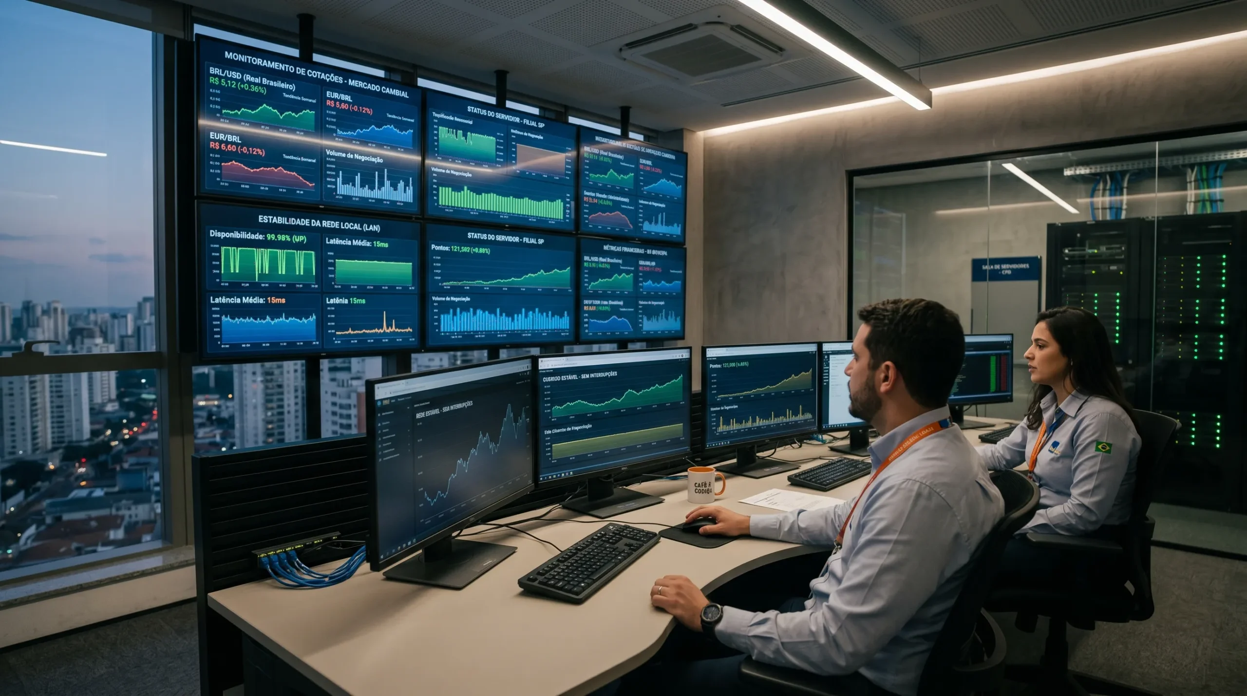 Infraestrutura de servidores VPS da Hostinger com suporte técnico local em português.